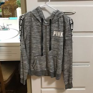 Very Cute Gray/Black/White VS PINK full zip up lightweight jacket. Size: S